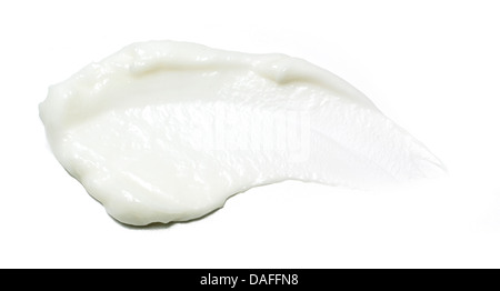 Balayer et de blanc crème de beauté gel huile de coupe produit sur un fond blanc Banque D'Images