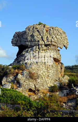 La Montera del Torero rock formation, Espagne, Andalousie, Alcornacales Naturpark Banque D'Images