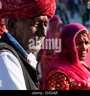 Portrait d'un couple du Rajasthan. Jodhpur, Rajasthan, India Banque D'Images