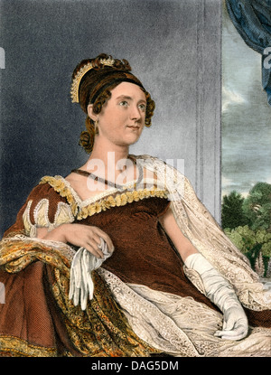 Portrait de la Première Dame Louisa Catherine Adams, épouse de John Quincy Adams, début des années 1800. Gravure couleur numérique Banque D'Images