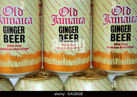 Les canettes de bière au gingembre de la Jamaïque Ancien Banque D'Images