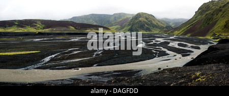 Image composite de Pakgil panoramique Paysage, Sud de l'Islande Banque D'Images