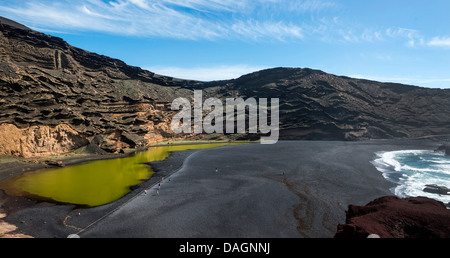 Charco de los ciclos crater lake, Canaries, Lanzarote, El Golfo Banque D'Images