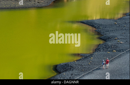 Charco de los ciclos crater lake, Canaries, Lanzarote, El Golfo Banque D'Images