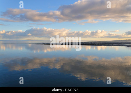 La mise en miroir des nuages dans la mer de Wadden, Allemagne Banque D'Images