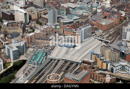 Vue aérienne de la gare de la ville de Leeds Banque D'Images