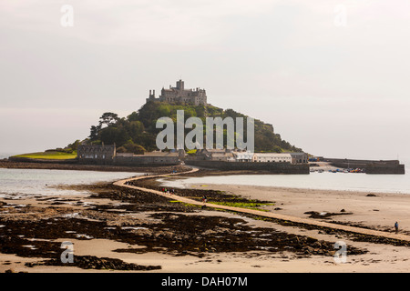 St Michael's Mount à marée basse, Royaume-Uni, Cornwall Marazion, Banque D'Images