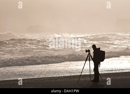 Photographe de la nature de la prise de vue à la rive, de l'Islande Banque D'Images