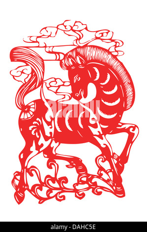 Chinese papercut douze animaux horoscope chinois Banque D'Images