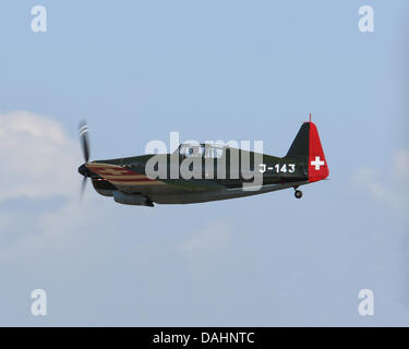 Duxford, UK. Le 13 juillet, 2013. Swiss airforce Morane D-3801, d'avions de chasse à Flying Legends Crédit : Niall Ferguson/Alamy Live News Banque D'Images