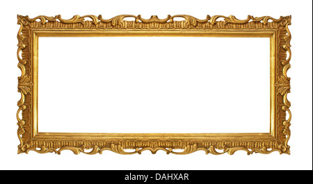 Ancien cadre doré Antique décoratif isolé Stand En bois sculpté Antique Gold Frame isolé sur fond blanc Banque D'Images