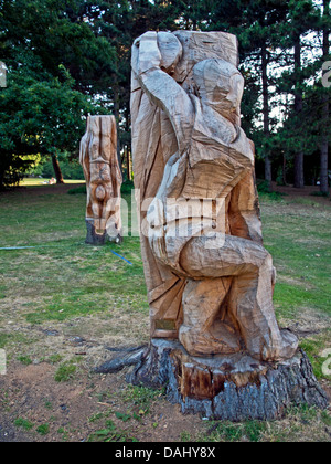 Sculptures sur arbre d'Alexandra Park, au nord de Londres, Angleterre, Royaume-Uni Banque D'Images