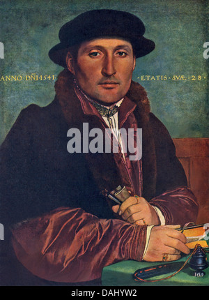 Portrait d'un homme a été paitned par Hans Holbein le Jeune (1497-1543), un artiste exceptionnel de la Renaissance allemande. Banque D'Images