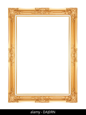 Ancien cadre doré Antique décoratif isolé Stand En bois sculpté Antique Gold Frame isolé sur fond blanc Banque D'Images