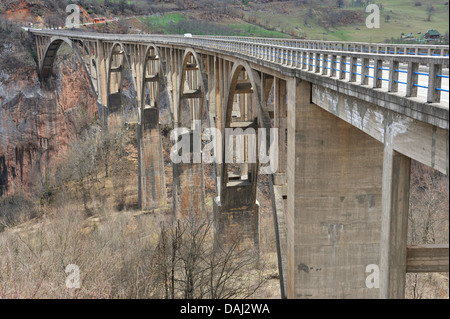 Pont sur la rivière Tara Tara Canyon, parc national de Durmitor, Monténégro Banque D'Images