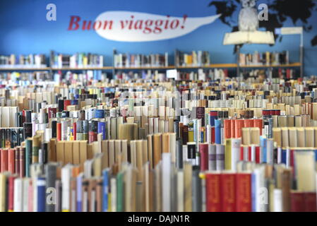 (Afp) - Un fichier photo en date du 05 mars 2010 présente les livres qui sont alignés de la bibliothèque principale de la Bibliothèque publique de Dresden à Dresden, Allemagne. L'international children's books-journée est célébrée le 02 avril. Photo : Ralf Hirschberger Banque D'Images