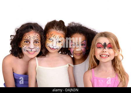 De belles jeunes filles avec des visages peints Banque D'Images