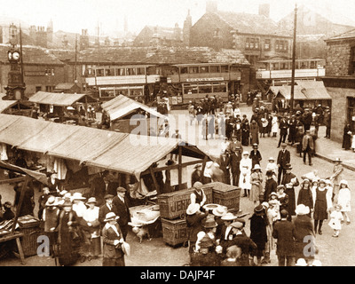 Au début des années 1900, le marché Heckmondwike Banque D'Images