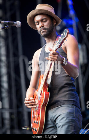 Suisse Locarno. 14 juillet 2013. L'acteur américain et le guitariste Gary CLARK JR. fonctionne à 'Moon et Stars Festival' de l'ouverture du spectacle de Neil YOUNG : Rodolfo Sassano Crédit/Alamy Live News Banque D'Images