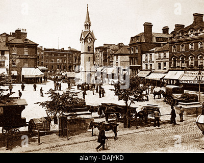 Aylesbury au début des années 1900, Place du Marché Banque D'Images