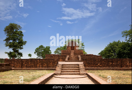 Ruines d'un temple à un site archéologique, Jain temple, Shravasti, Uttar Pradesh, Inde Banque D'Images