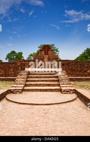 Ruines d'un temple à un site archéologique, Jain temple, Shravasti, Uttar Pradesh, Inde Banque D'Images