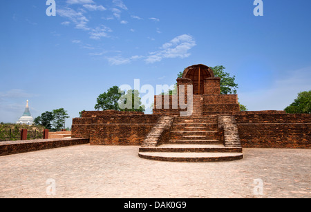 Ruines d'un temple à un site archéologique, Jain temple, Shravasti, Uttar Pradesh, Inde Banque D'Images