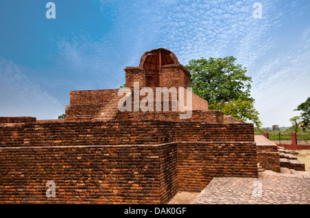 Ruines d'un temple à un site archéologique, Jain temple, Shravasti, Uttar Pradesh, Inde Banque D'Images