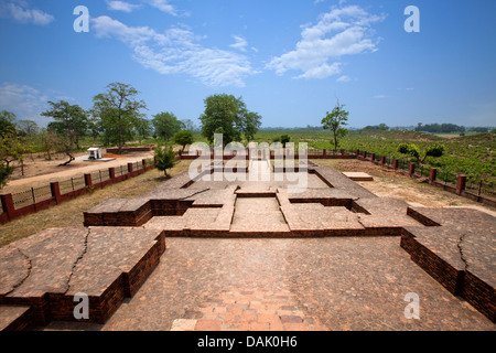 Ruines d'un temple à un site archéologique, Jain temple, Shravasti, Uttar Pradesh, Inde Banque D'Images