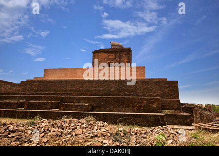 Ruines d'un temple à un site archéologique, Jain temple, Shravasti, Uttar Pradesh, Inde Banque D'Images