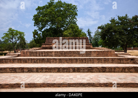 Ruines de site archéologique, Sravasti, Uttar Pradesh, Inde Banque D'Images