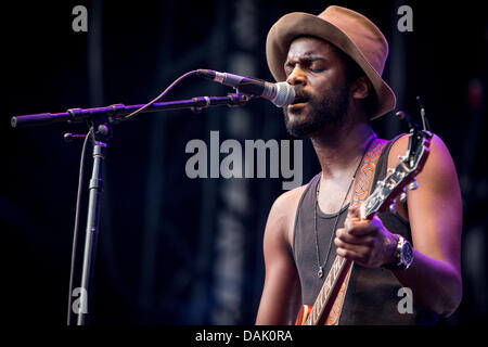 Suisse Locarno. 14 juillet 2013. L'acteur américain et le guitariste Gary CLARK JR. fonctionne à 'Moon et Stars Festival' de l'ouverture du spectacle de Neil YOUNG : Rodolfo Sassano Crédit/Alamy Live News Banque D'Images