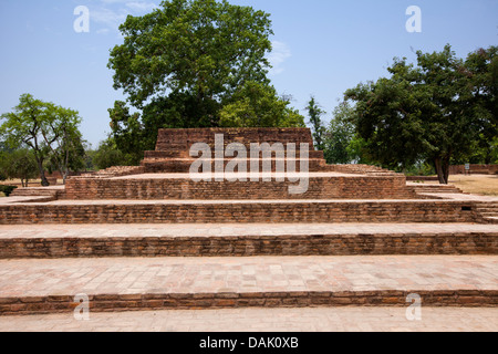 Ruines de site archéologique, Sravasti, Uttar Pradesh, Inde Banque D'Images