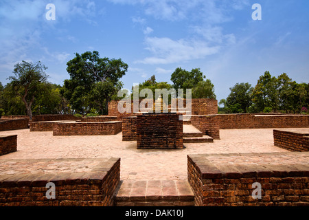 Ruines de site archéologique, Sravasti, Uttar Pradesh, Inde Banque D'Images