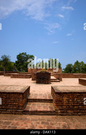 Ruines de site archéologique, Sravasti, Uttar Pradesh, Inde Banque D'Images