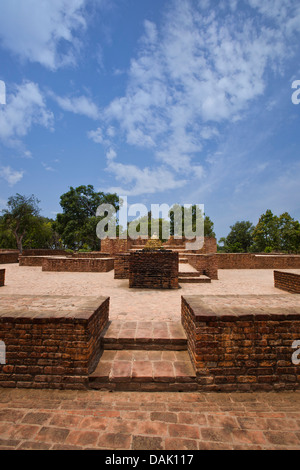 Ruines de site archéologique, Sravasti, Uttar Pradesh, Inde Banque D'Images