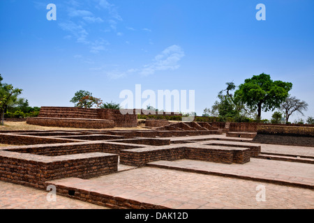 Ruines de site archéologique, Sravasti, Uttar Pradesh, Inde Banque D'Images