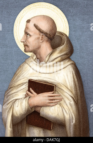 Saint Bernard de Clairvaux. Gravure couleur numérique Banque D'Images