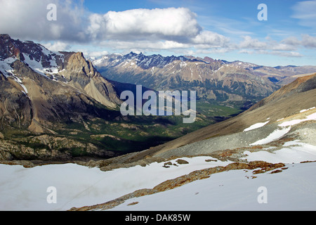 Vallée du Rio Electrico, vue du Paso del Cuadrado, l'Argentine, la Patagonie, les Andes, le Parc National Los Glaciares Banque D'Images