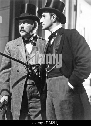 THE HOUND OF THE BASKERVILLES 1939 20th Century Fox Film avec Basil Rathbone (droite) comme Holmes et Nigel Bruce comme le Dr Watson Banque D'Images