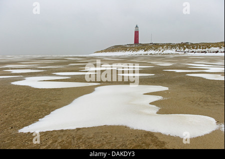 Phare en hiver Eierland, Pays-Bas, Texel Banque D'Images