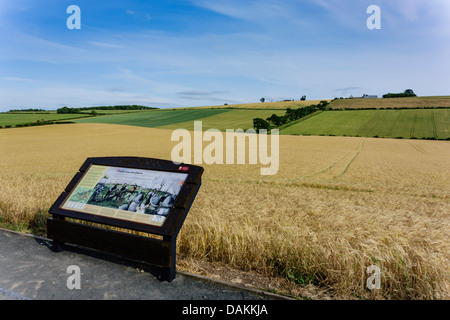 Champ de bataille de Flodden, 1513 victoire sur l'anglais, écossais, dans le Northumberland. 9 septembre 2013 500e anniversaire. Infos visiteur Banque D'Images