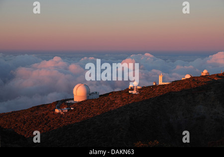 Roque de los Muchachos Observatory au coucher du soleil, des Canaries, La Palma Banque D'Images
