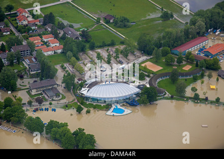 Parc aquatique Prienavera au lac de Chiem inondé en juin 2013, l'Allemagne, la Bavière, le lac de Chiemsee Banque D'Images