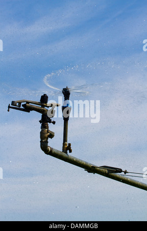 L'irrigation à pivot central a également appelé pont de l'eau et l'irrigation ; cercle des tuyaux et des machines et systèmes d'exploitations maraîchères au Royaume-Uni, Tarleton Banque D'Images