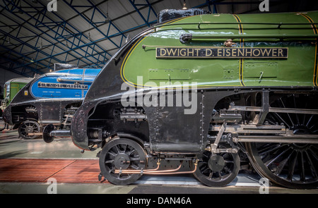 Le grand rassemblement d'un Pacifique4 locos Le Dwight D. Eisenhower et le Sir Nigel Gresley. NRM Banque D'Images