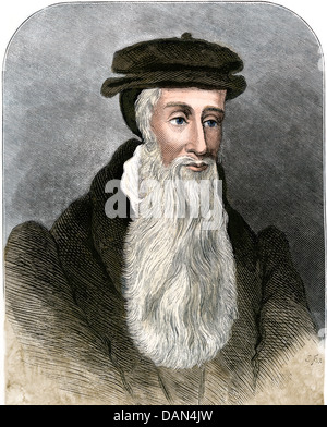 John Knox, réformateur religieux. À la main, gravure sur bois Banque D'Images