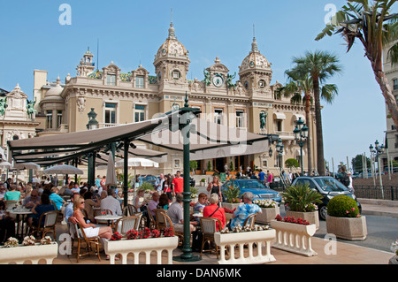 Café de Paris Place du Casino de Monte Carlo et Grand Casino Monte Carlo, Principauté de Monaco French Riviera Cote d'Azur Banque D'Images