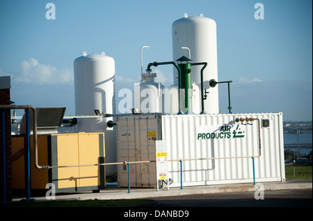 Compresseur d'Air Products les réservoirs de stockage d'oxygène liquide Banque D'Images