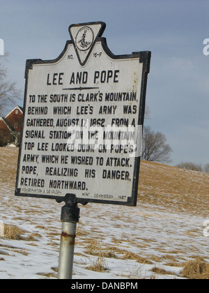 LEE ET LE PAPE au sud est Clark's Mountain, derrière l'armée de Lee qui a été recueillie, le 17 août 1862. À partir d'une station de signal Banque D'Images